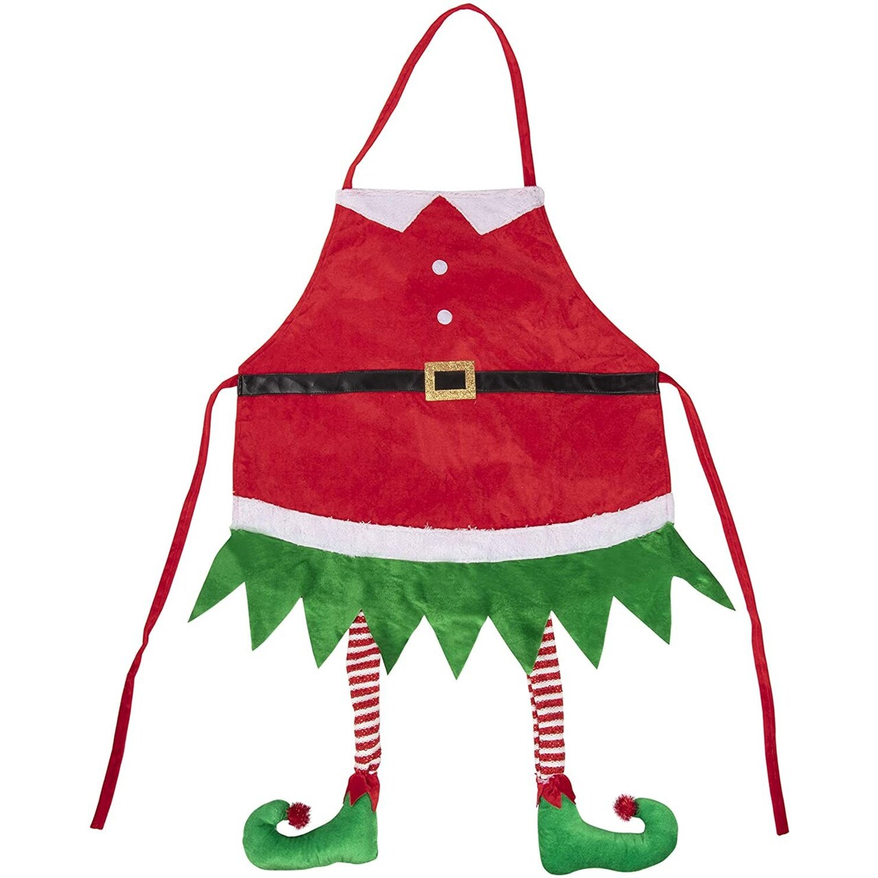 Elf Christmas Apron with Hanging Legs, Holiday Novelty Gift (35 x 23 In)